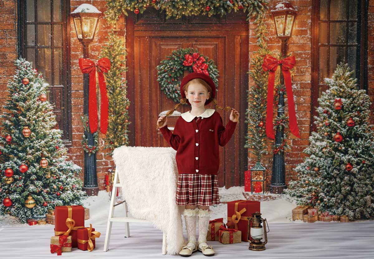 Kate Hiver Noël Lumière Rouge Porte en Bois Kit Photo