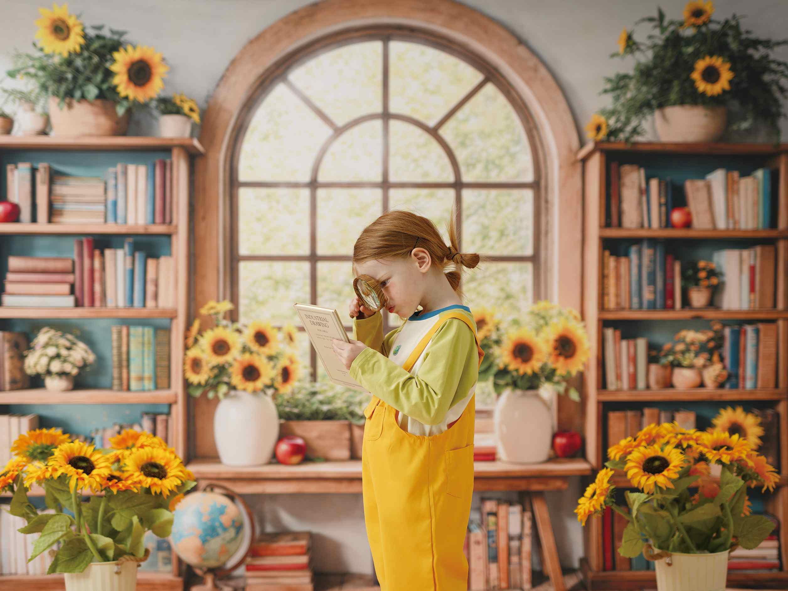 Kate Tournesol Bibliothèque Fenêtre Livres Toile de fond conçue par Emetselch