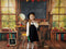 Kate Salle de classe Tableau noir Bureau Toile de fond+Marron Vieux Parquet Sol Toile de fond