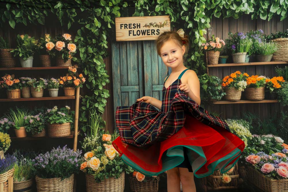 Kate Printemps/Été Motif à Carreaux Robe à lacets Enfant Pour la Photographie - Kate Backdrop FR