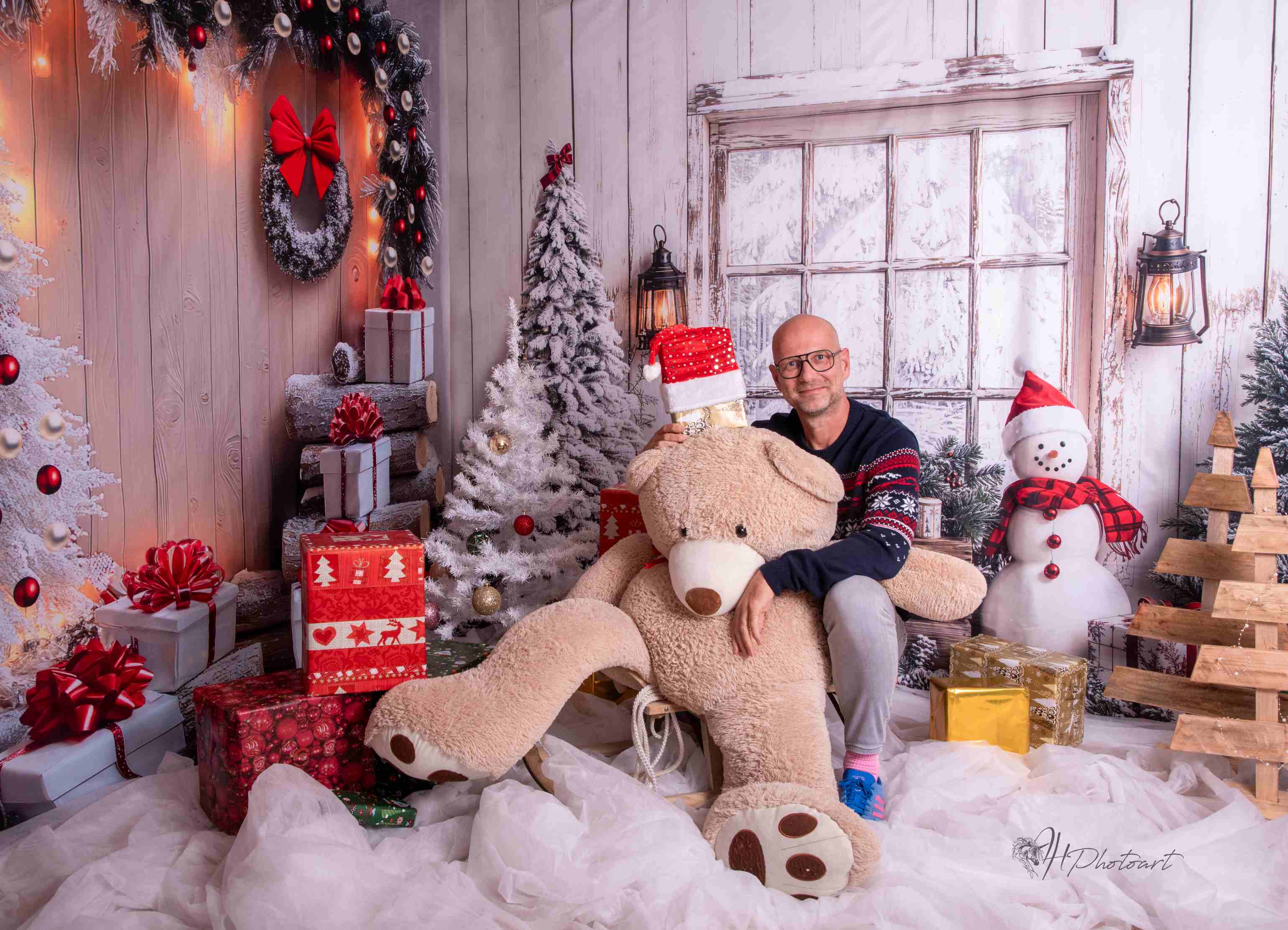 Kate Noël Sapins Bonhomme de neige Fenêtre Toile de fond conçue par Emetselch - Kate Backdrop FR