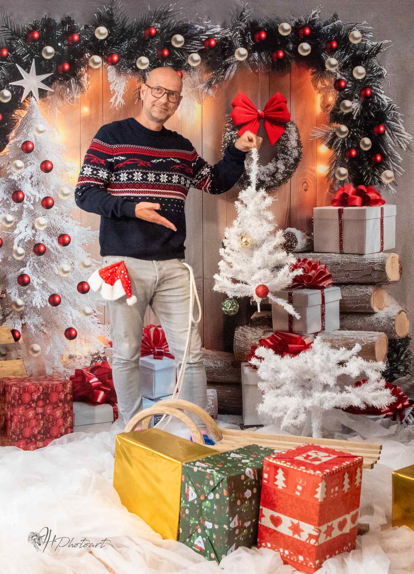 Kate Noël Arbre Blanc Cadeaux Lumière Toile de fond conçue par Mini MakeBelieve - Kate Backdrop FR