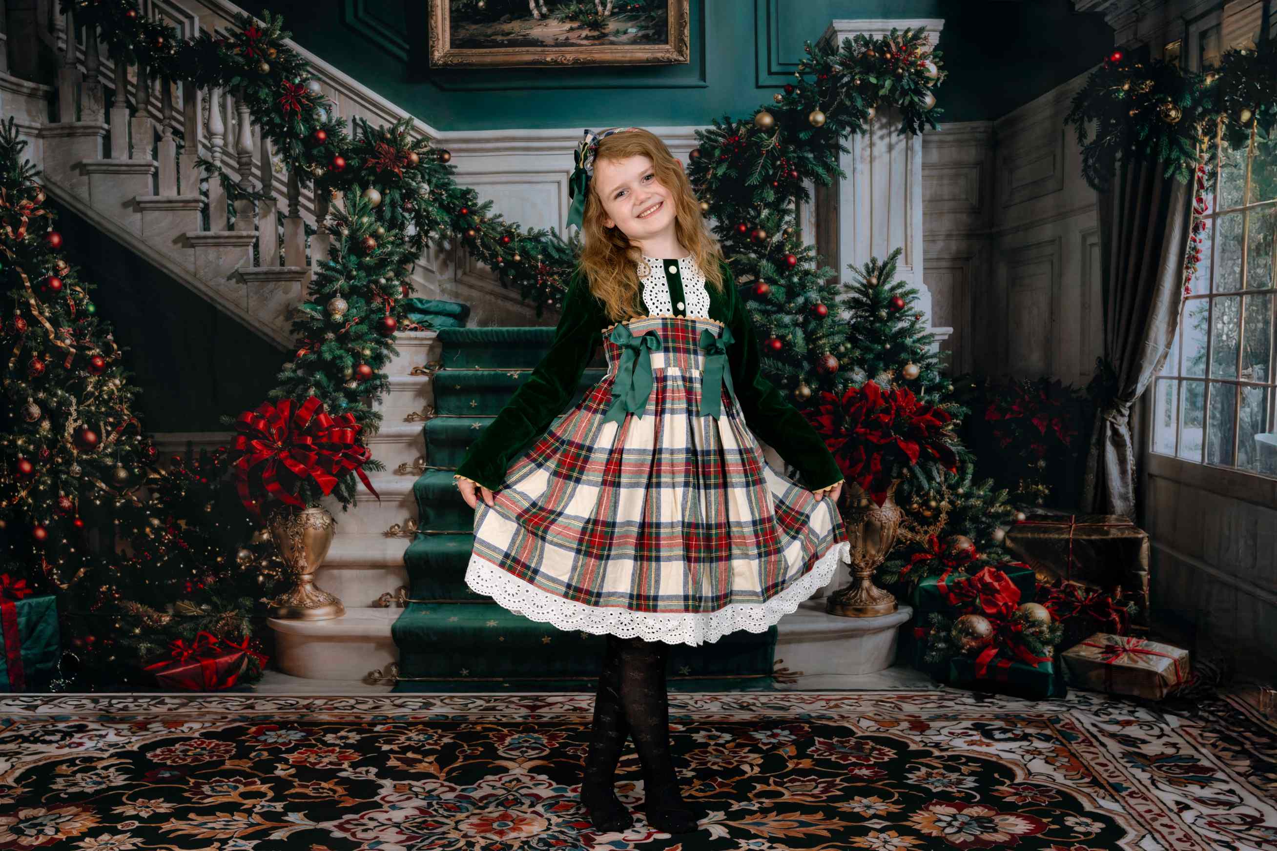 Offres Éclair #2 Kate Noël Rétro Vert Escalier en marbre Toile de fond+Beaux-Arts Sol en marbre Floral Toile de fond - Kate Backdrop FR