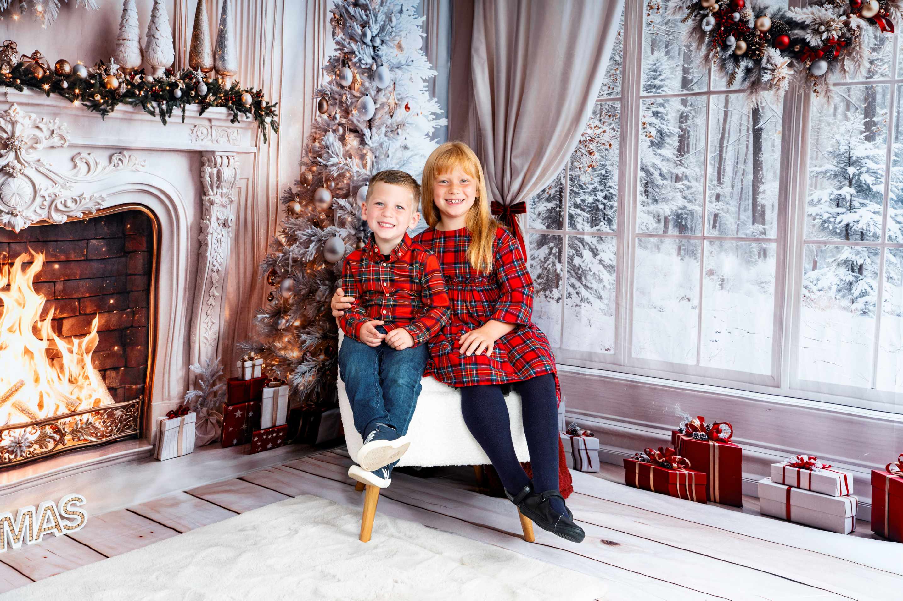 Kate Noël Cheminée Blanc Cadeaux Fenêtre Ensemble de chambre - Kate Backdrop FR