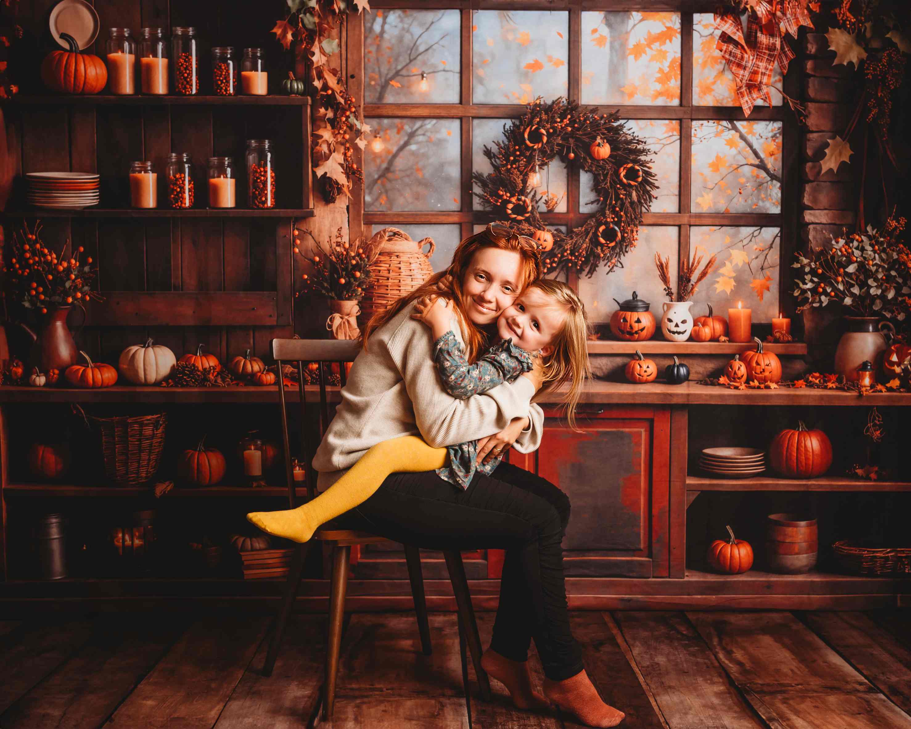 Kate Automne Citrouille Orange Cuisine Famille Toile de fond conçue par Emetselch - Kate Backdrop FR