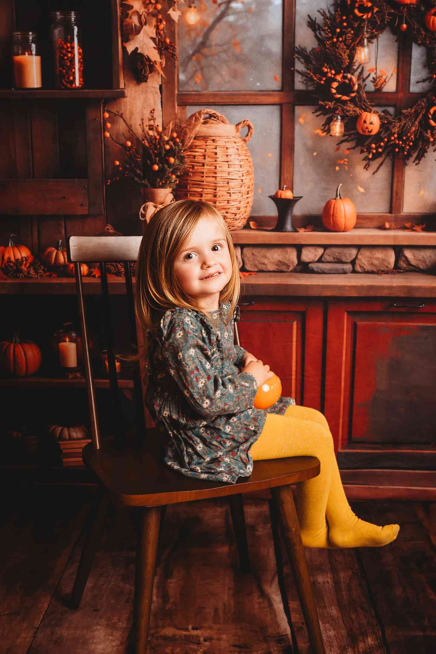 Kate Automne Citrouille Orange Cuisine Famille Toile de fond conçue par Emetselch - Kate Backdrop FR