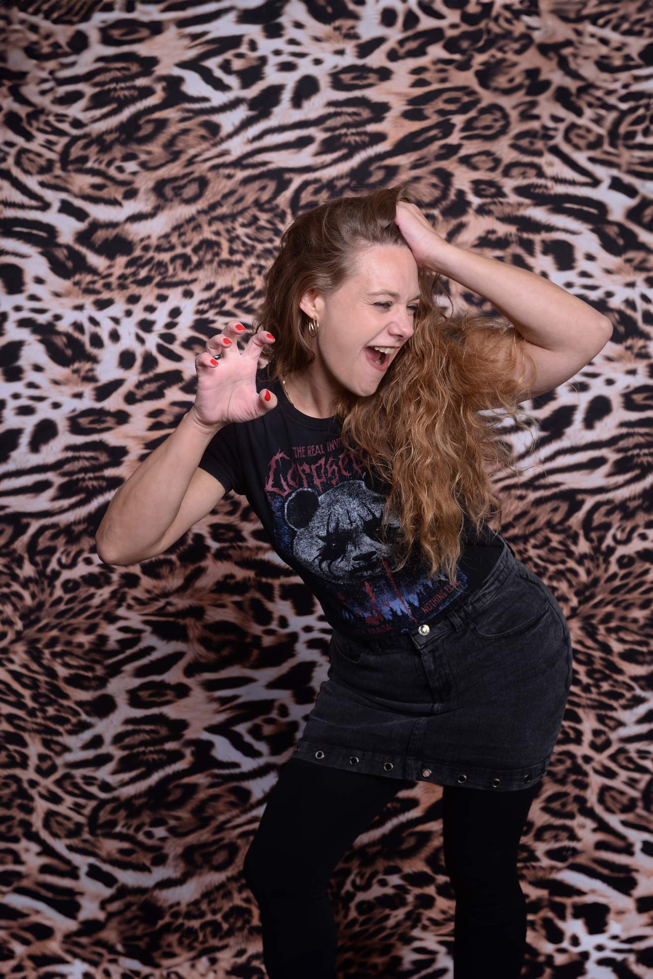 Kate Double-face Imprimé Léopard/Taches Noir Blanc Toile de fond Pliable 5x6.5pi(1.5x2m) - Kate Backdrop FR