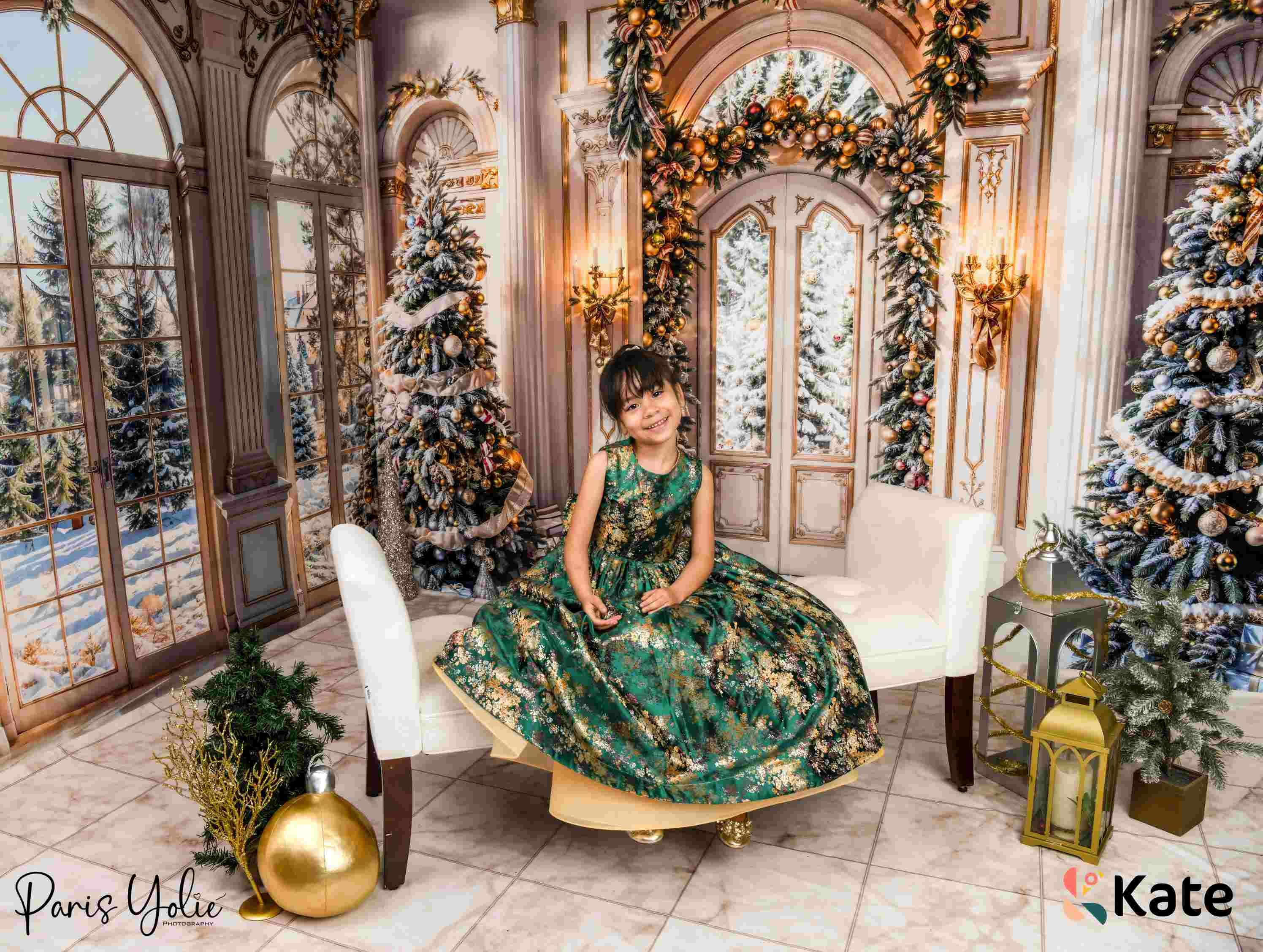 Kate Hiver Noël Blanc Rétro Palais Sapin Ensemble de chambre