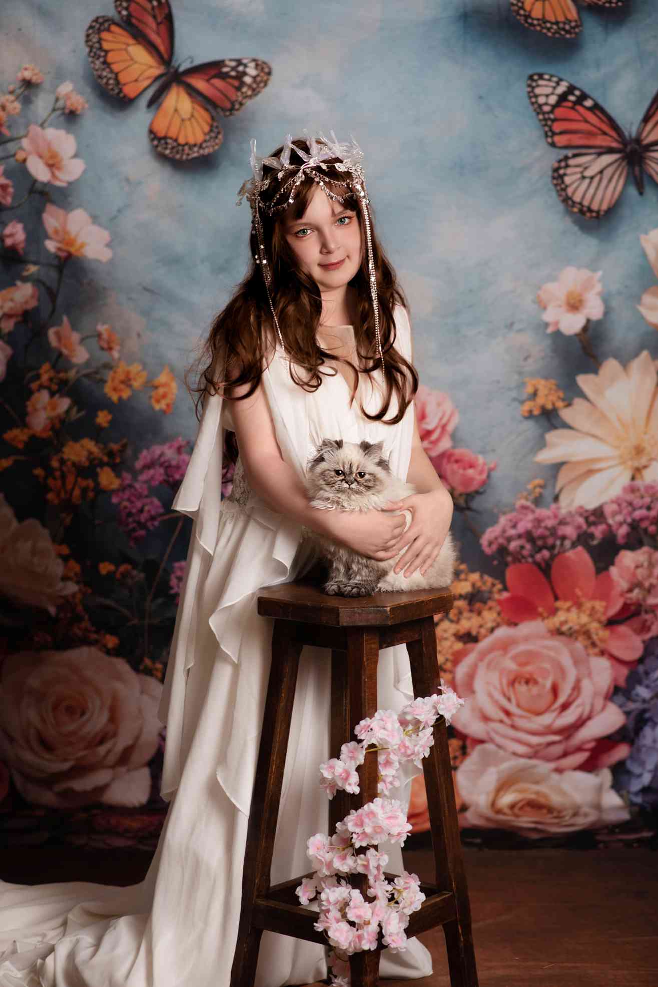 Kate Printemps Fleurs Coloré Papillons Jardin Toile de fond conçue par Emetselch - Kate Backdrop FR