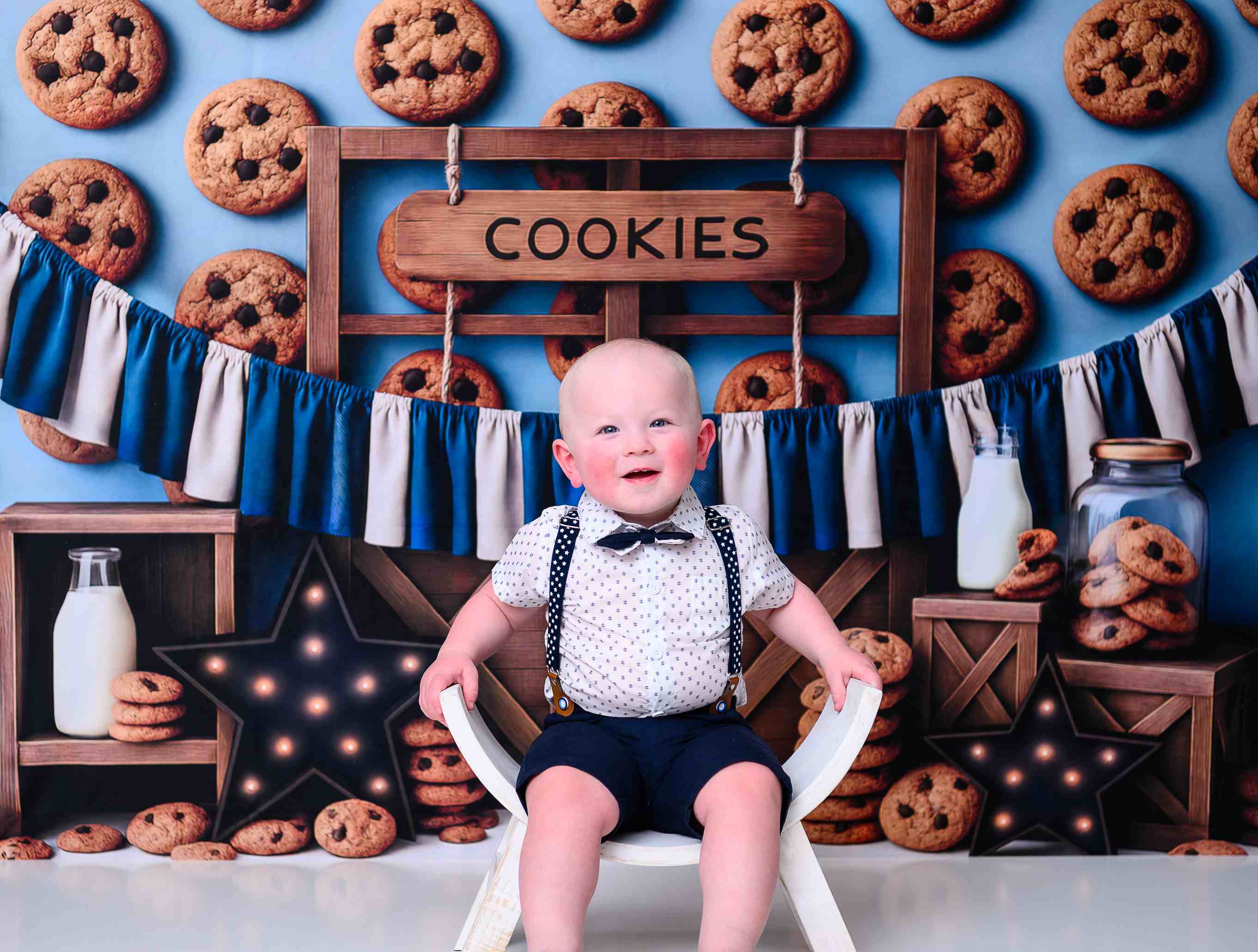 Kate Biscuits Lait Cake Smash Anniversaire Toile de fond conçu par Ashley Paul - Kate Backdrop FR