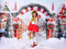Kate Noël Bonbon Village Neige Toile de fond+Hiver Neige Pavés Chemin Sol Toile de fond - Kate Backdrop FR
