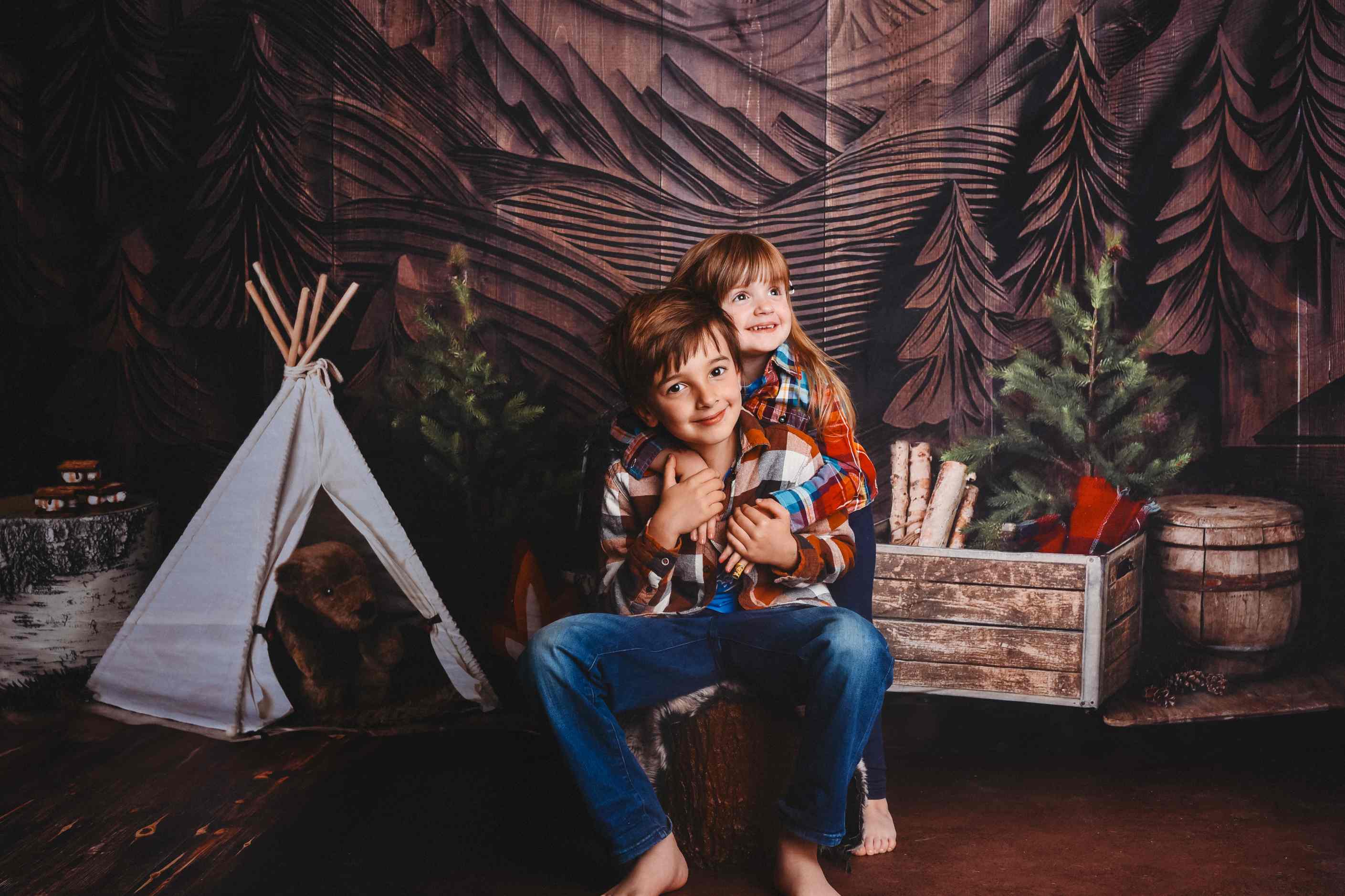 Kate Camping Forêt Tipi Mur sculpté Toile de fond conçue par Mandy Ringe - Kate Backdrop FR