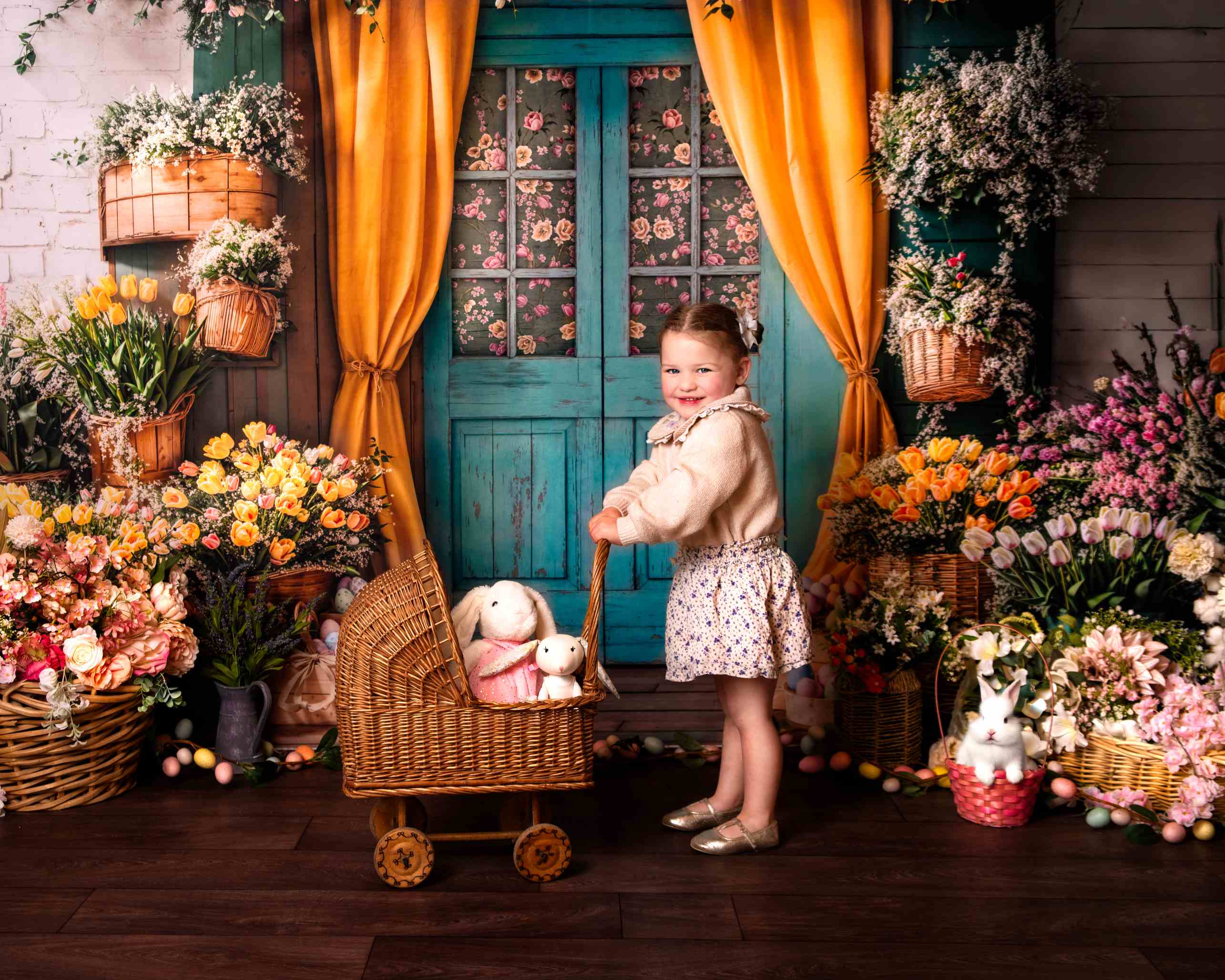 Kate Pâques Œufs Fleurs Porte Rideau Toile de fond conçue par Emetselch - Kate Backdrop FR