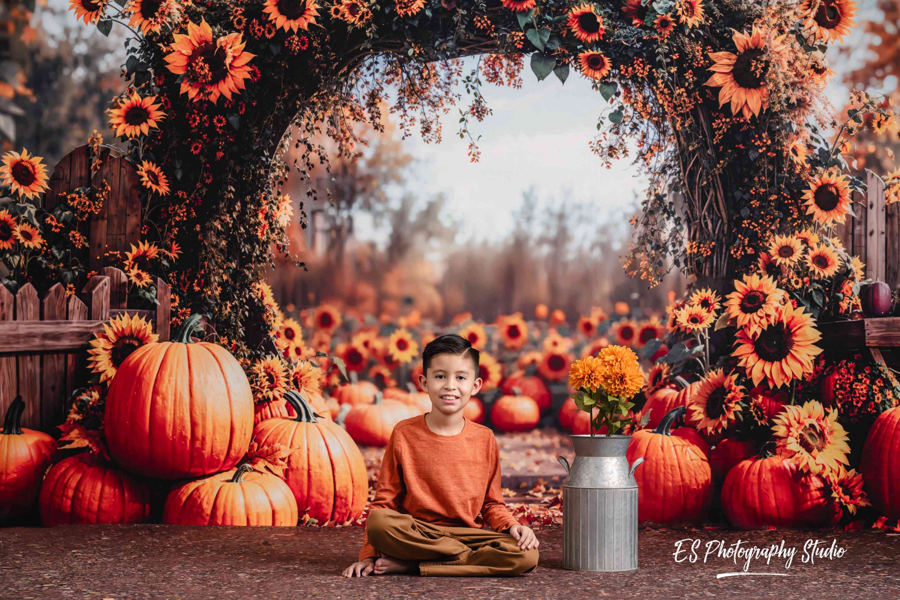 Kate Automne Tournesol Citrouille Arche Toile de fond en Laine conçue par Emetselch - Kate Backdrop FR