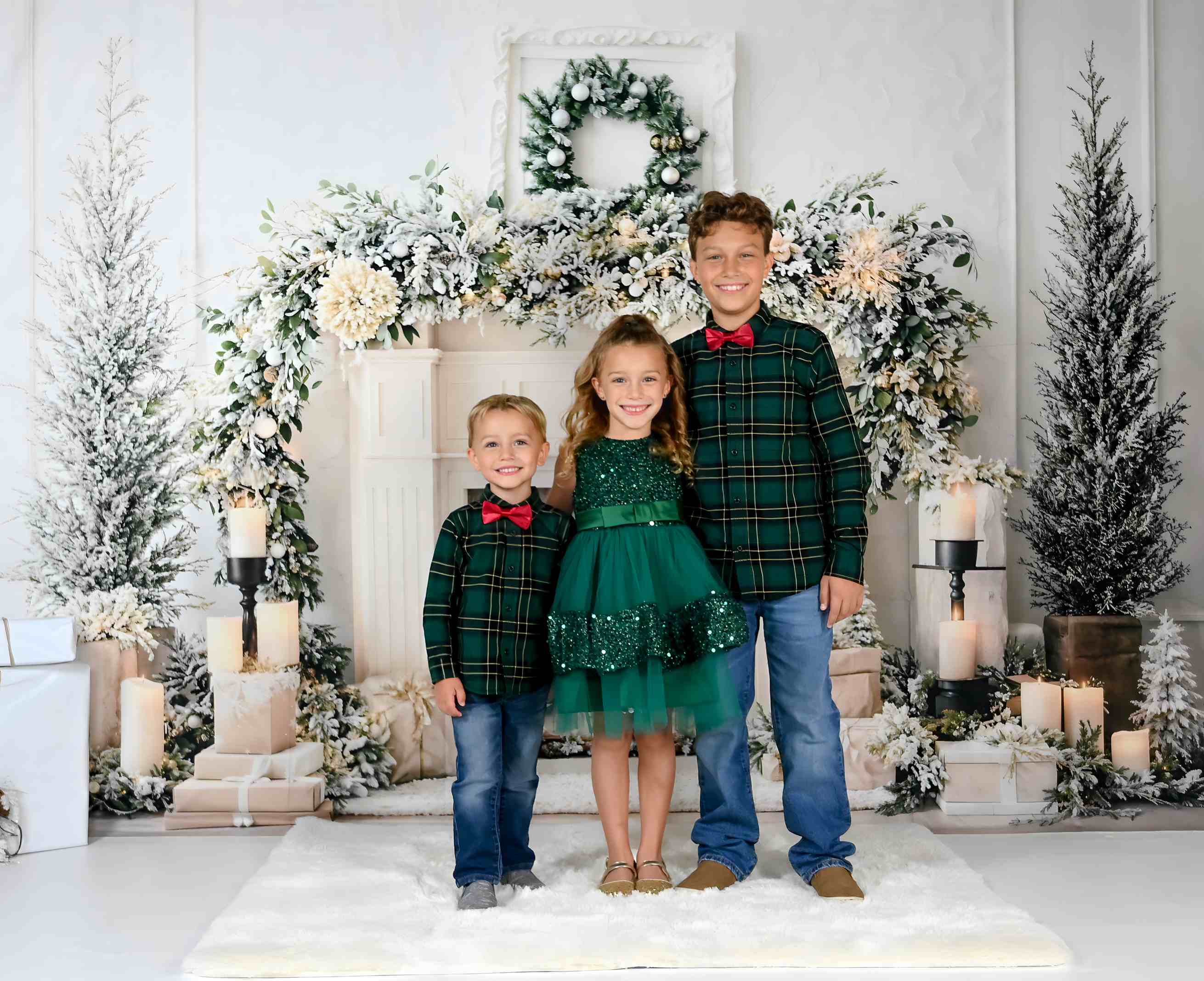 Kate Noël Cheminée Blanc Bougies Toile de fond conçue par Emetselch - Kate Backdrop FR