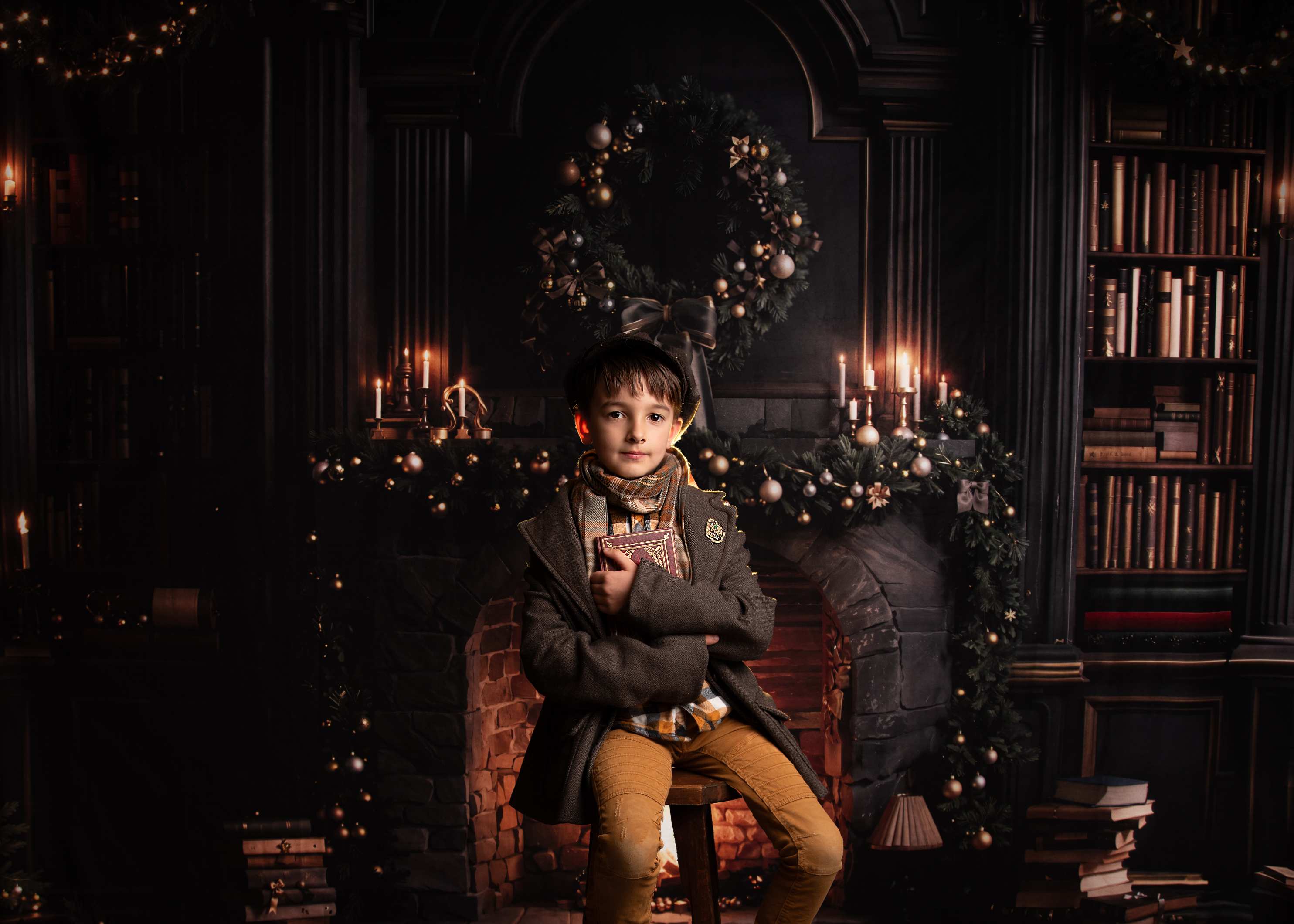 Kate Noël Cheminée Livres Ornements Toile de fond conçue par Emetselch