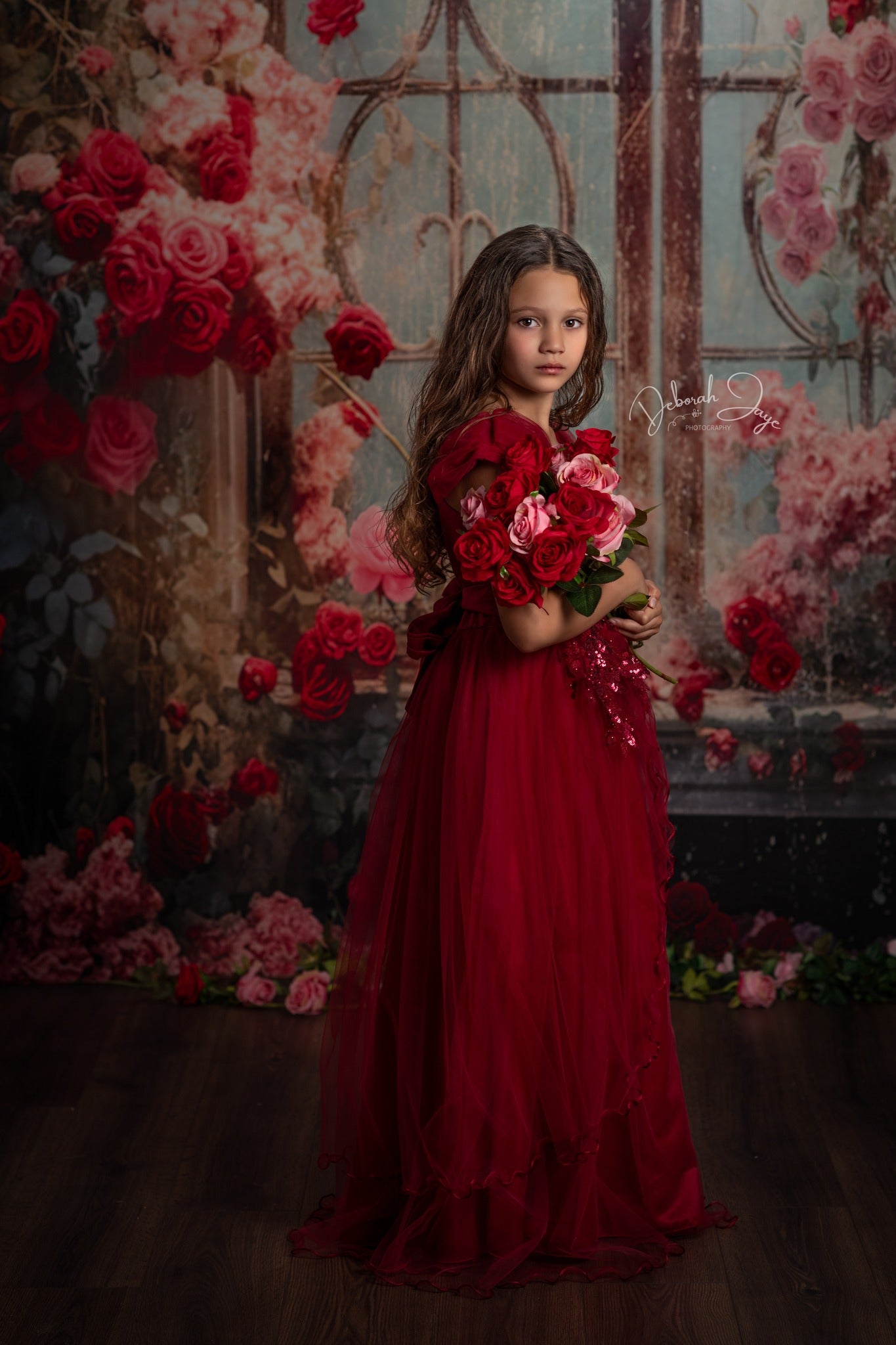 Kate Printemps Saint Valentin Rétro Floral Fenêtre Toile de fond conçue par Chain Photographie - Kate Backdrop FR