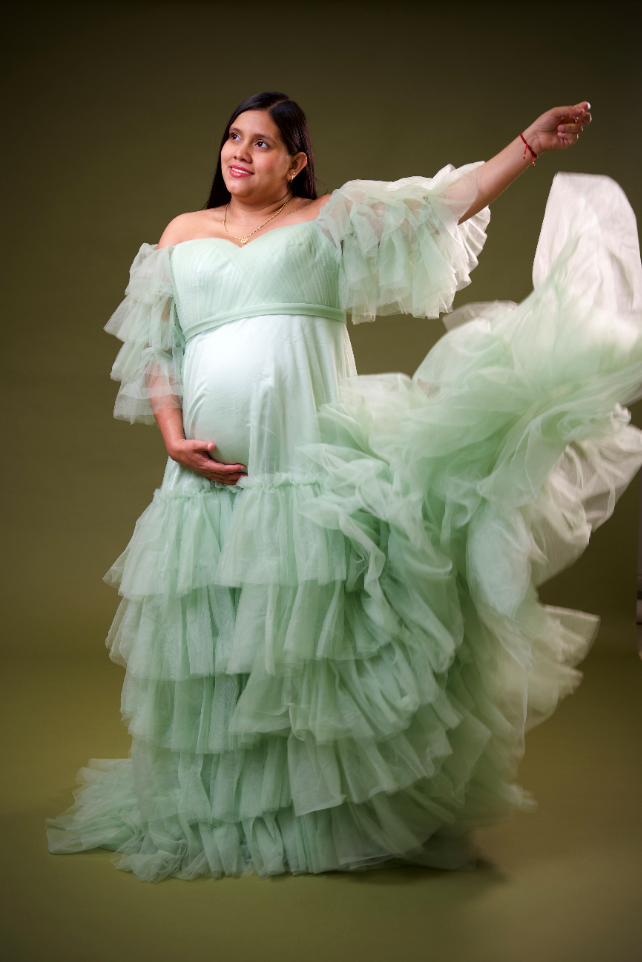 Kate Élégante Longue Maille Robe de Grossesse pour Séance Photo - Kate Backdrop FR