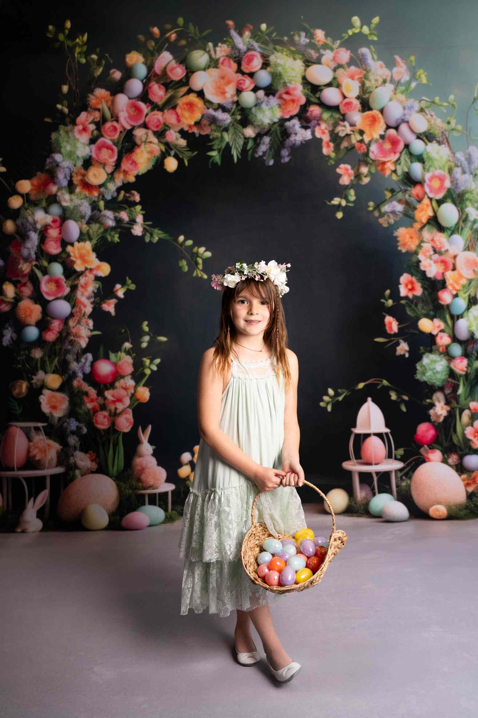 Kate Sweep Mur-à-Sol Pâques Œufs Arche Lapin Toile de fond conçue par Lidia Redekopp - Kate Backdrop FR