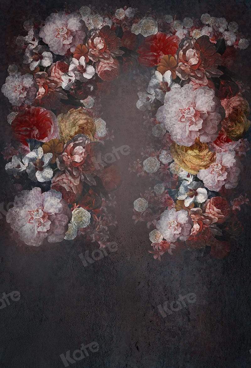 Kate Beaux-Arts Fleurs Tons sombres Portrait Toile de fond conçue par GQ - Kate Backdrop FR