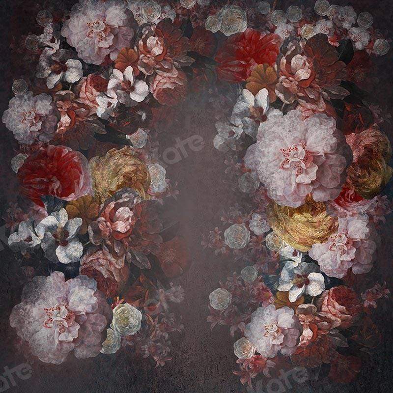 Kate Beaux-Arts Fleurs Tons sombres Portrait Toile de fond conçue par GQ - Kate Backdrop FR