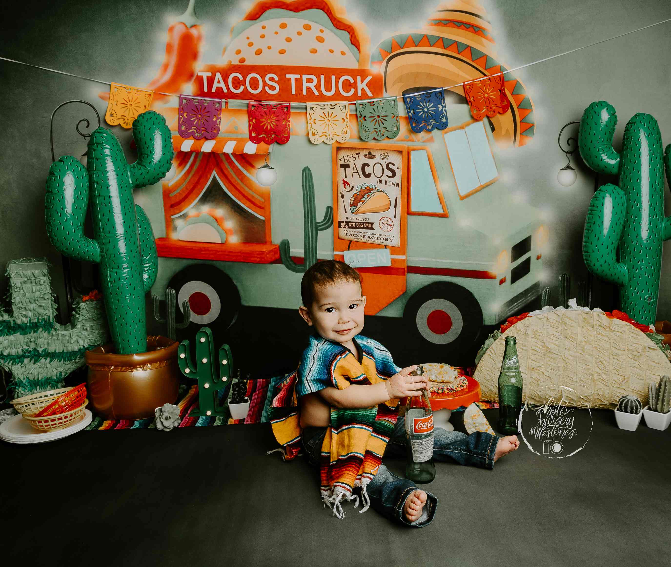 Kate Camion de Tacos Toile de fond+Vert Flou Tapis de sol en caoutchouc - Kate Backdrop FR