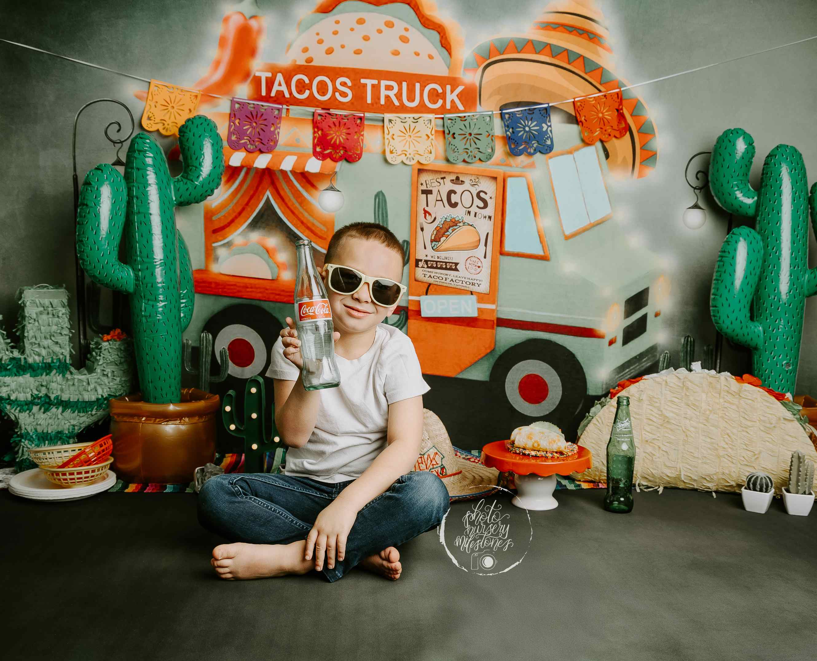 Kate Camion de Tacos Toile de fond+Vert Flou Tapis de sol en caoutchouc - Kate Backdrop FR