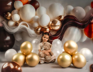 Kate Ballons Vague Marron Cake smash Toile de fond conçue par Mini MakeBelieve