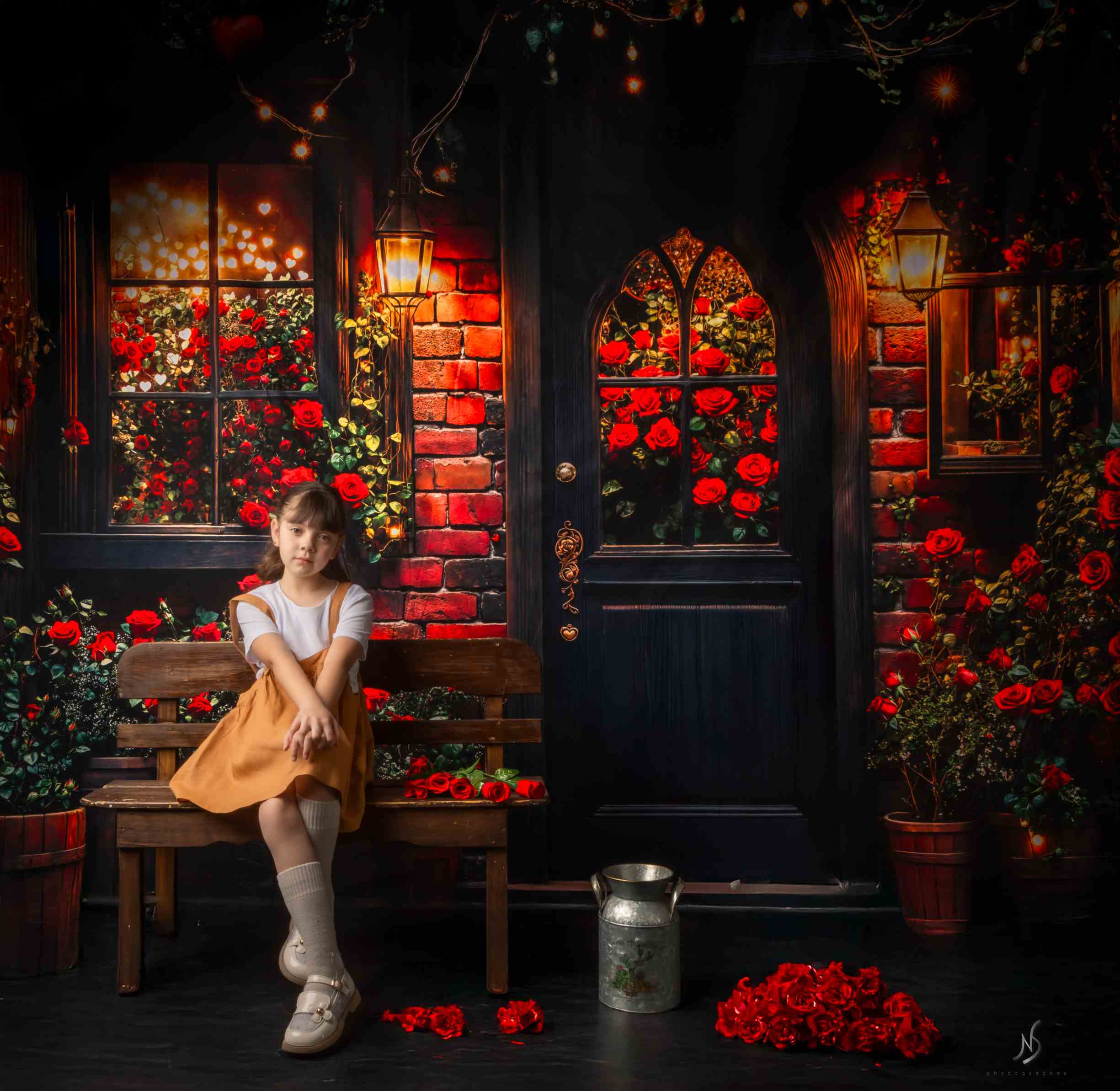 Kate Saint Valentin Roses Romantique Lumières Toile de fond conçue par Emetselch - Kate Backdrop FR