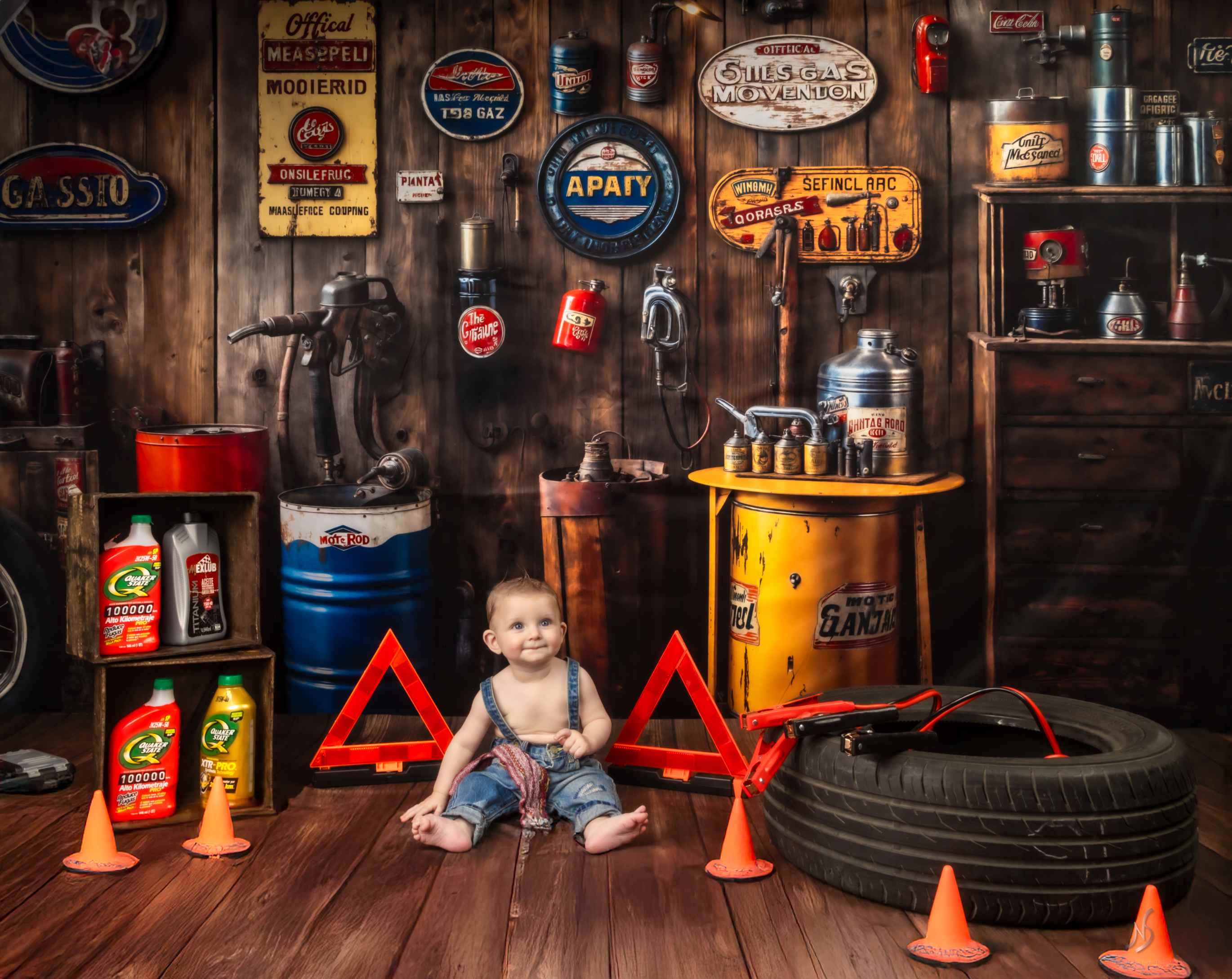 Kate Garage Vintage Mur en Bois Toile de fond conçue par Emetselch - Kate Backdrop FR