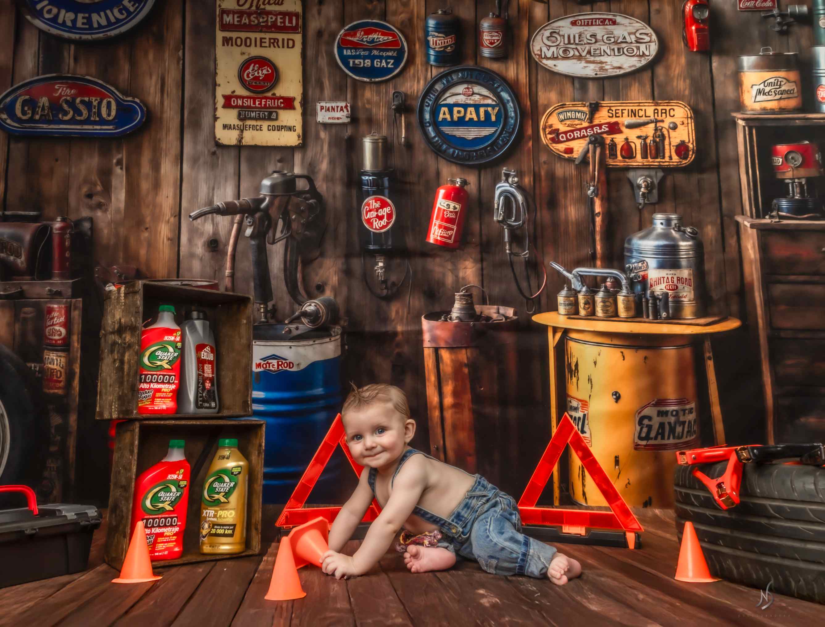 Kate Garage Vintage Mur en Bois Toile de fond conçue par Emetselch - Kate Backdrop FR