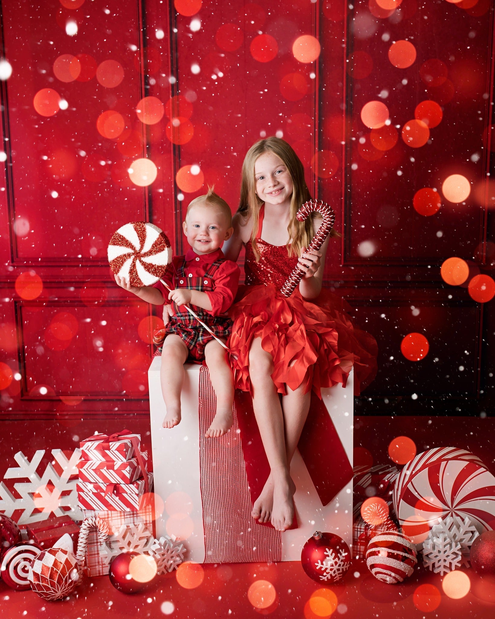 Offres Éclair-Kate Mur Vintage Rouge Photo de famille Toile de fond en Laine pour la photographie - Kate Backdrop FR