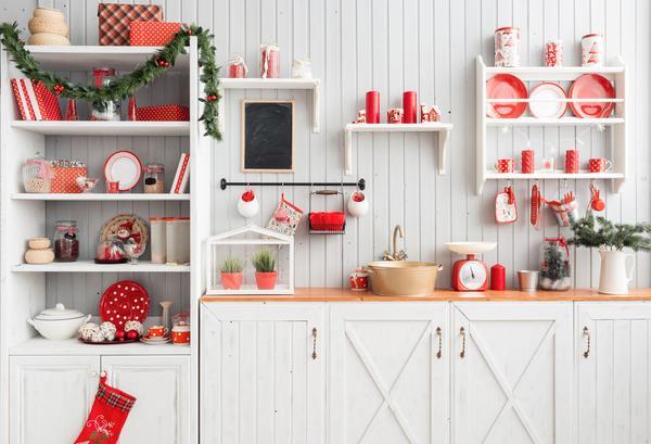 Kate Mur blanc Cuisine Noël Toile de fond en Laine pour la photographie - Kate Backdrop FR