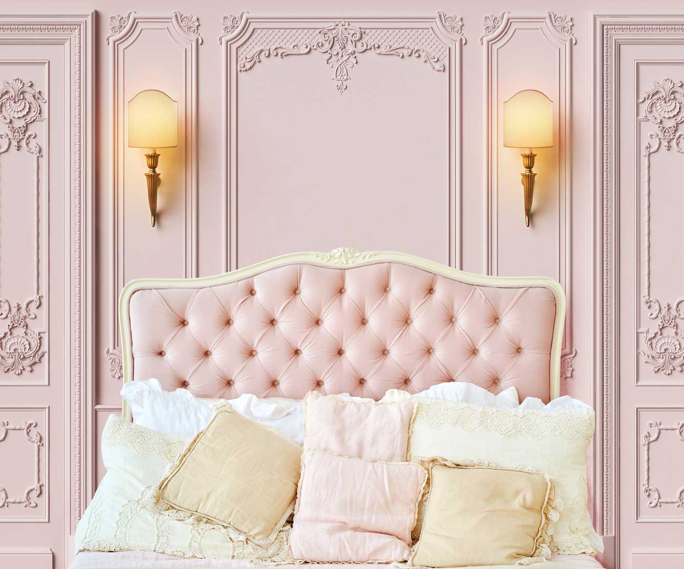 Kate Boudoir Rose Tête de lit Mur Vintage Toile de fond conçue par Chain Photographie