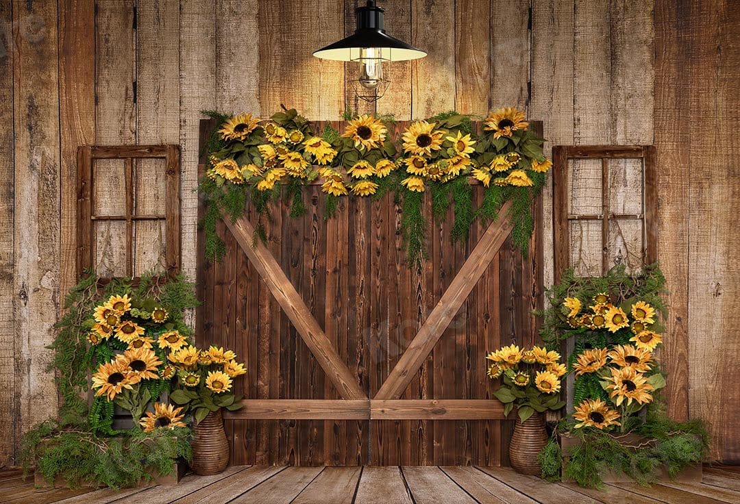 Kate Été Tournesols Porte en bois Toile de fond conçue par Emetselch - Kate Backdrop FR