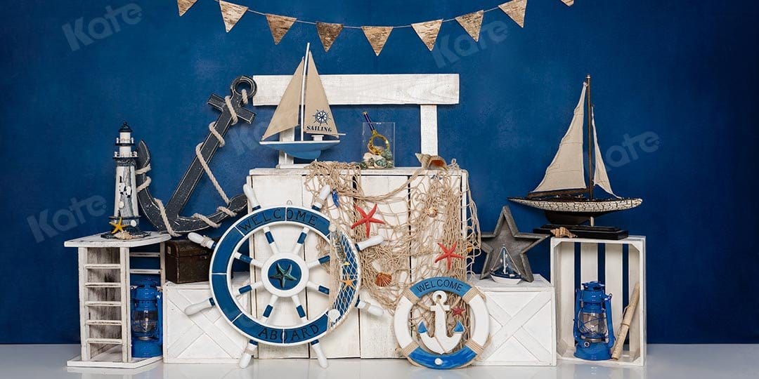 Kate Été Marin Voile Bleu Enfant Toile de fond conçue par Emetselch - Kate Backdrop FR