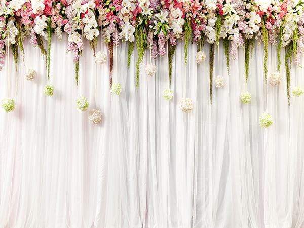 Kate Mariage Blanc Rideau Décor Fleur Toile de fond pour la photographie