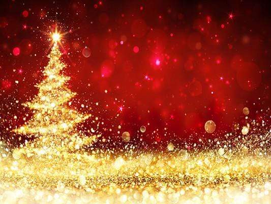 Kate Bokeh Noël Festival Fête Rouge Arbre doré scintillant Toile de fond pour la photographie
