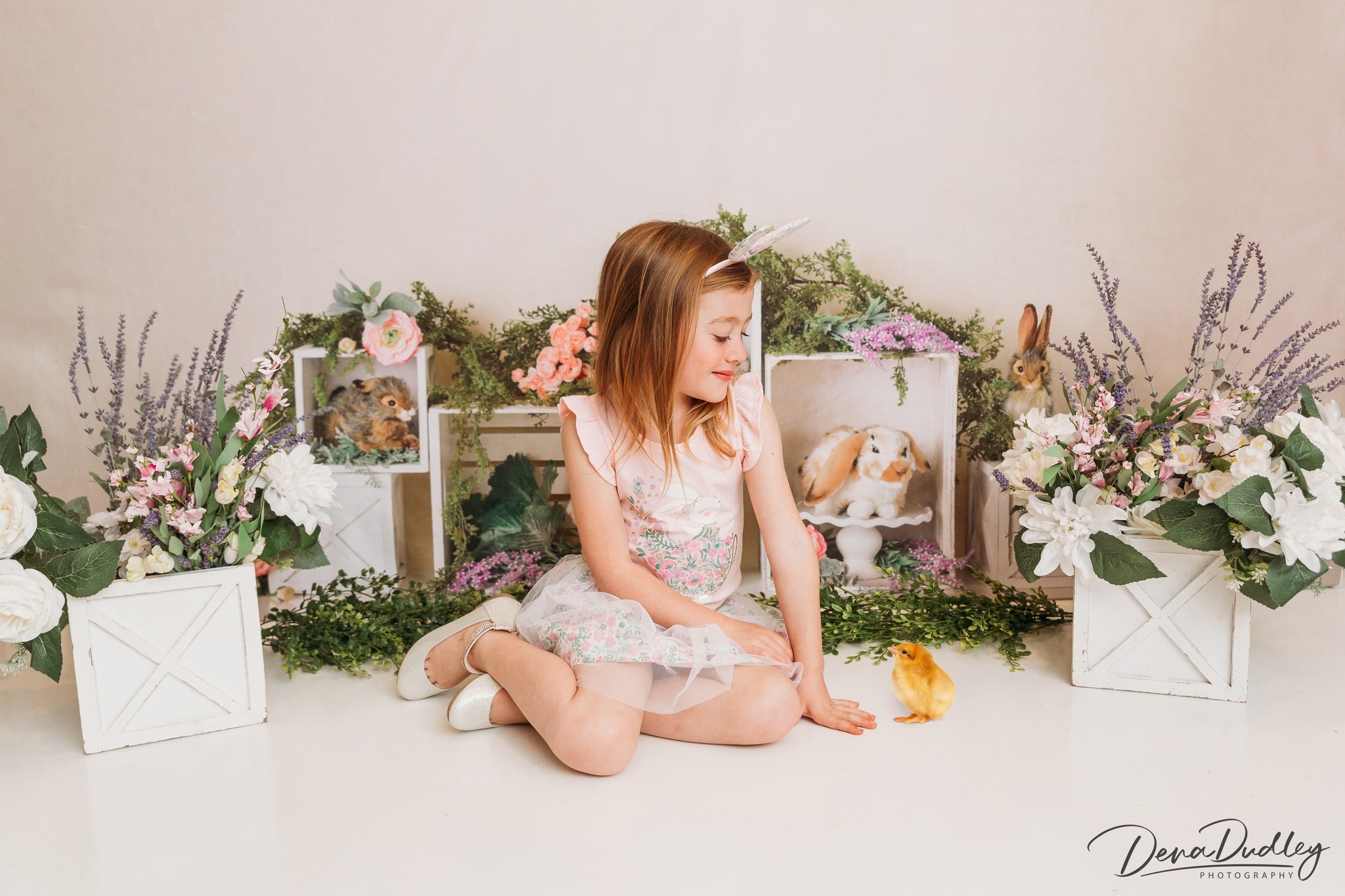 Kate Printemps Lapins Fleurs Enfants Pâques Toile de fond conçu par Mandy Ringe - Kate Backdrop FR