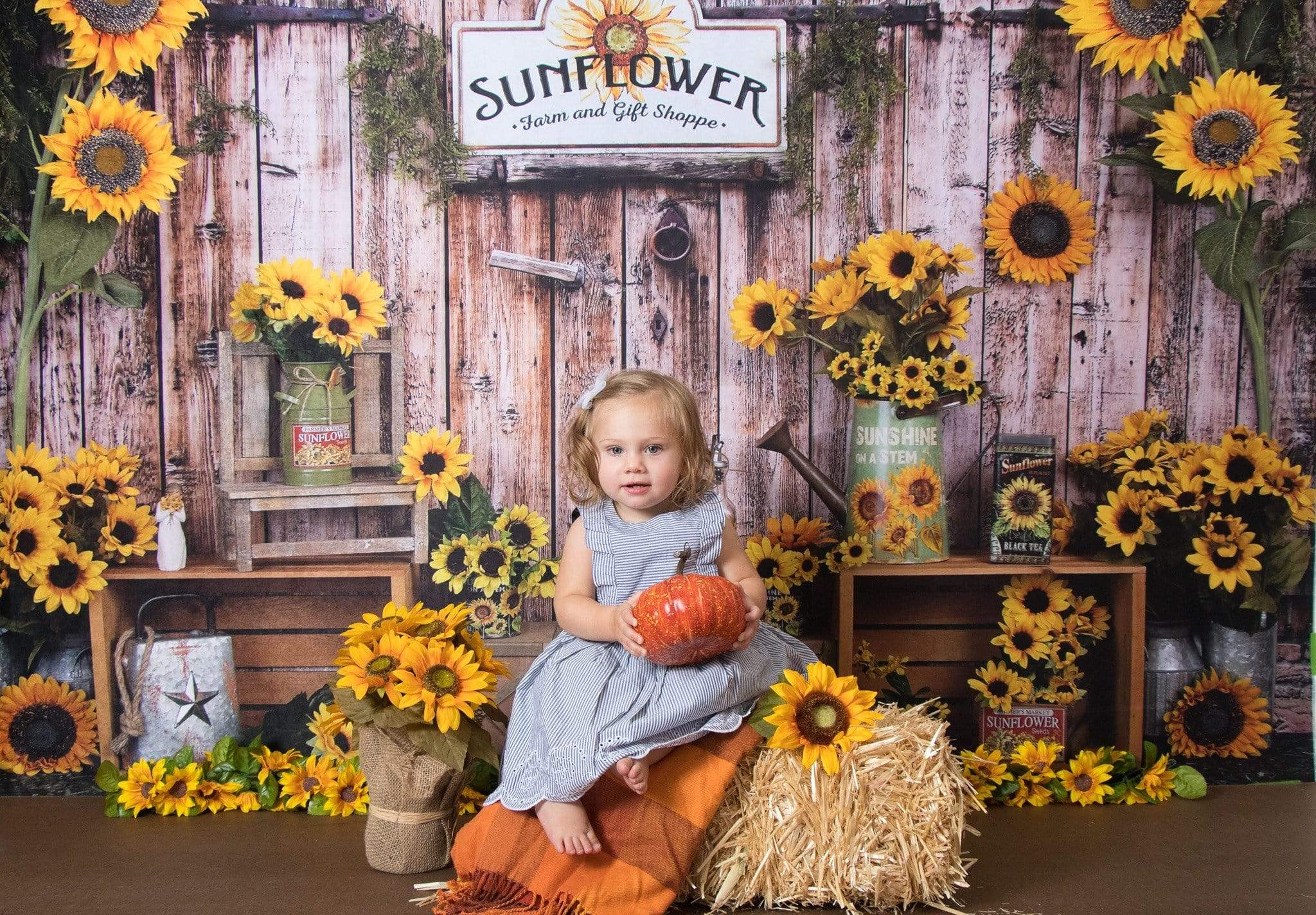 Kate Tournesol Mur Bois Automne Toile de fond pour la photographie - Kate Backdrop FR
