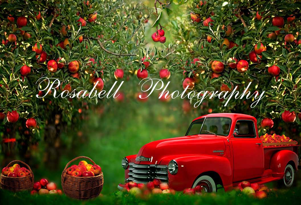 Kate Verger de pommes Rouge Camion Toile de fond conçue par Rosabell Photographie - Kate Backdrop FR