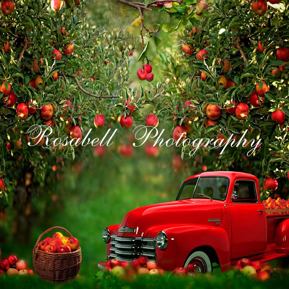 Kate Verger de pommes Rouge Camion Toile de fond conçue par Rosabell Photographie - Kate Backdrop FR