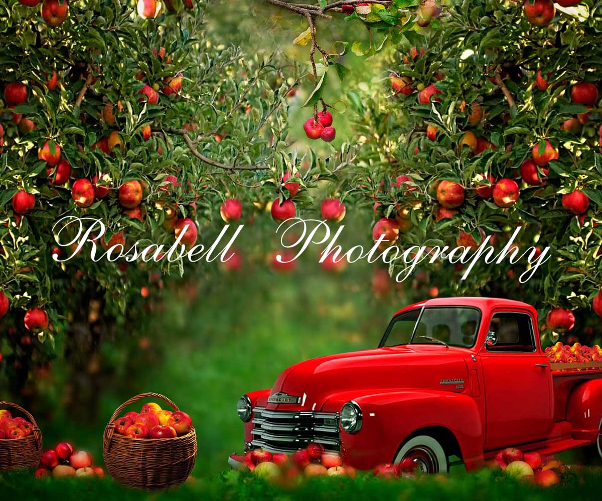 Kate Verger de pommes Rouge Camion Toile de fond conçue par Rosabell Photographie - Kate Backdrop FR