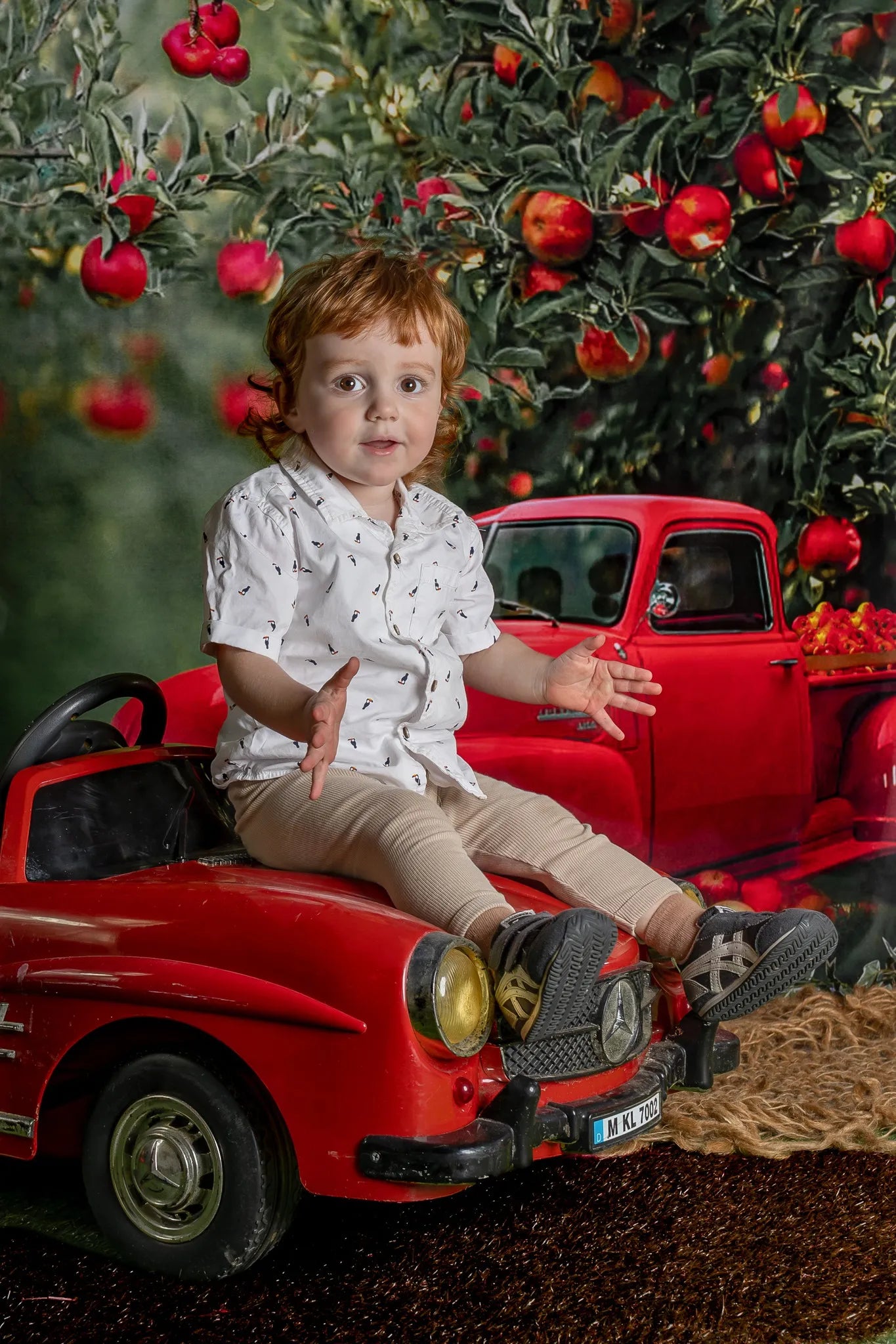 Kate Verger de pommes Rouge Camion Toile de fond conçue par Rosabell Photographie - Kate Backdrop FR