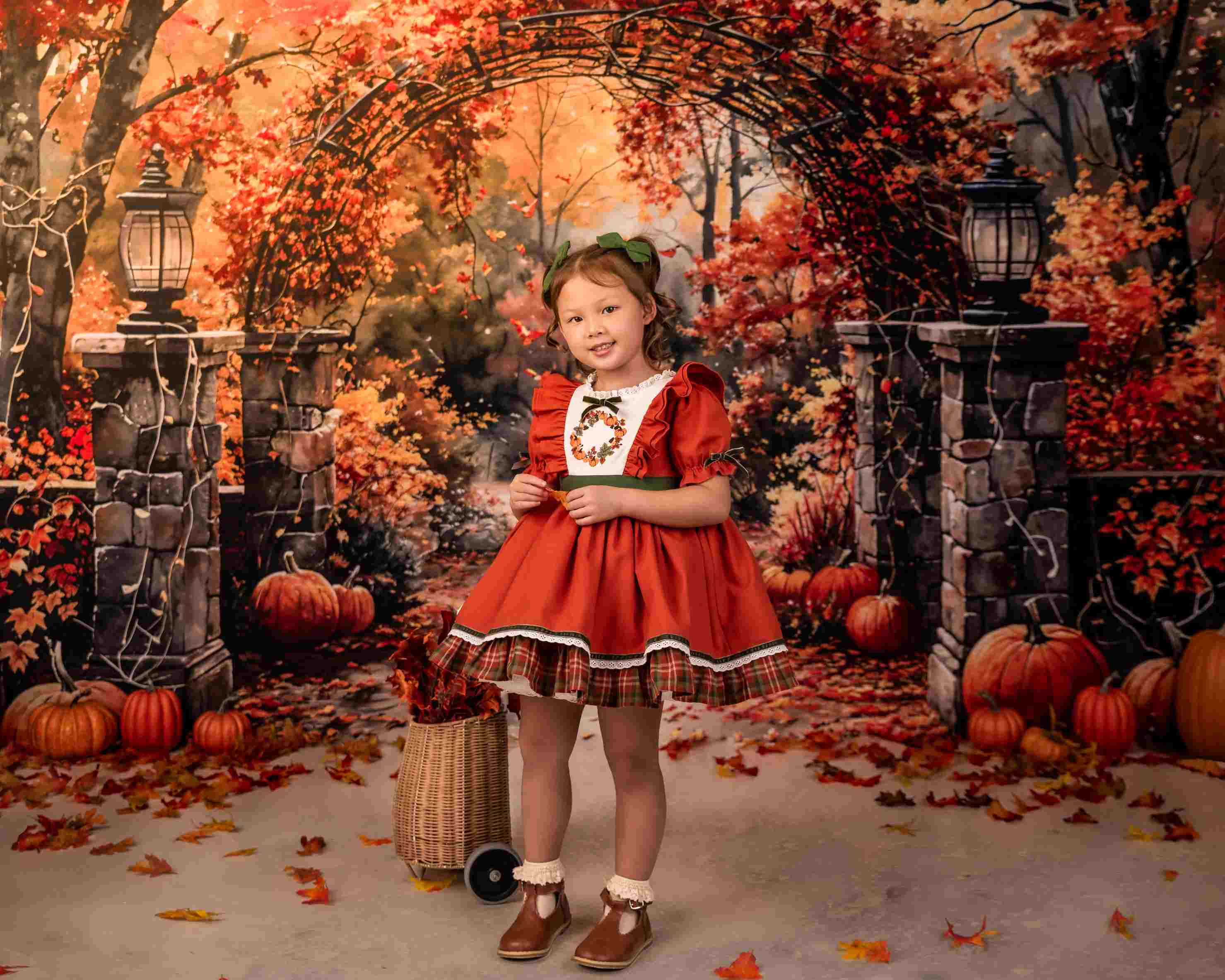 Offres Éclair Kate Aquarelle Automne Forêt Citrouille Arche Toile de fond conçue par GQ - Kate Backdrop FR