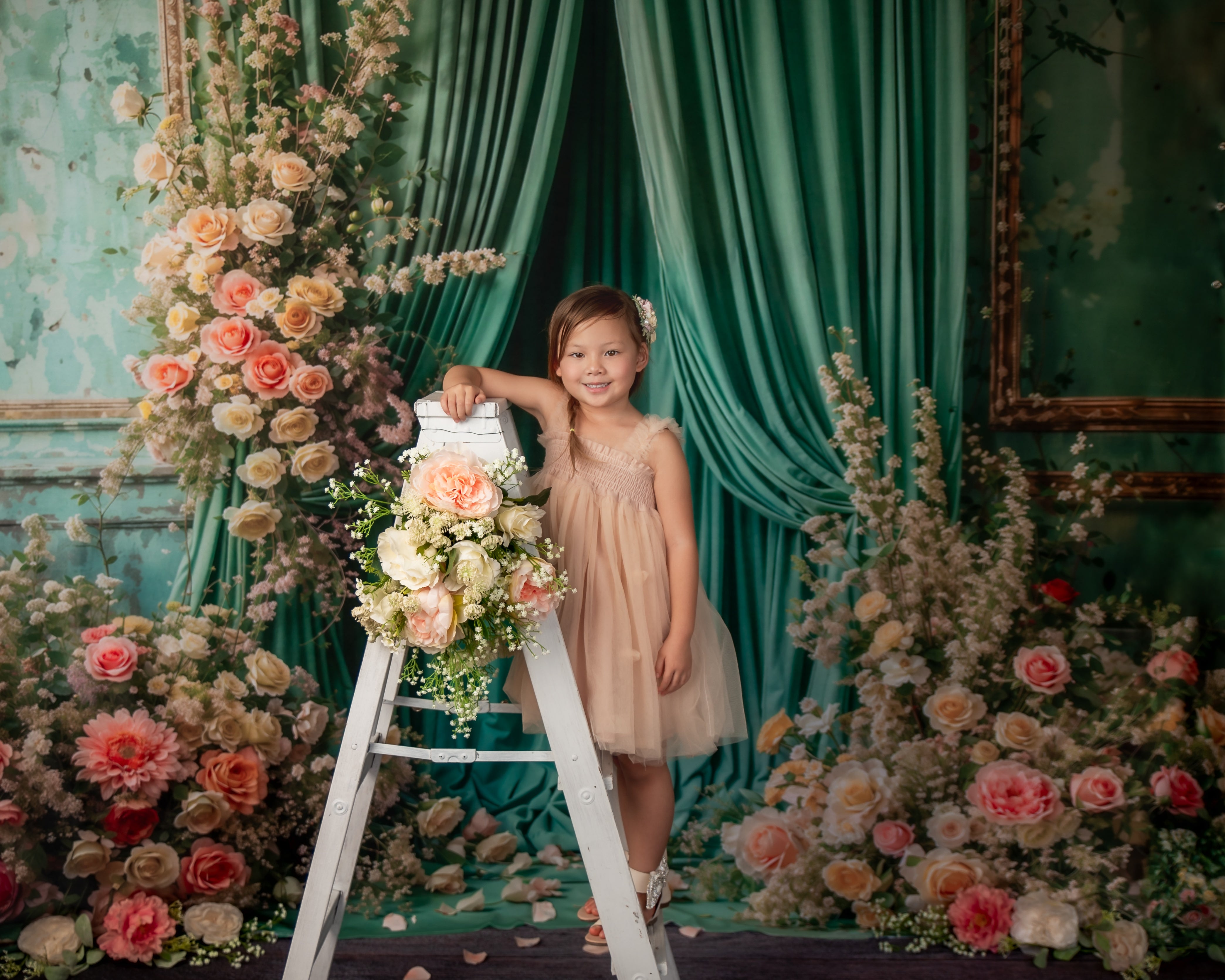 Kate Printemps Fleurs Vert Rideau Mur Toile de fond conçue par Emetselch - Kate Backdrop FR