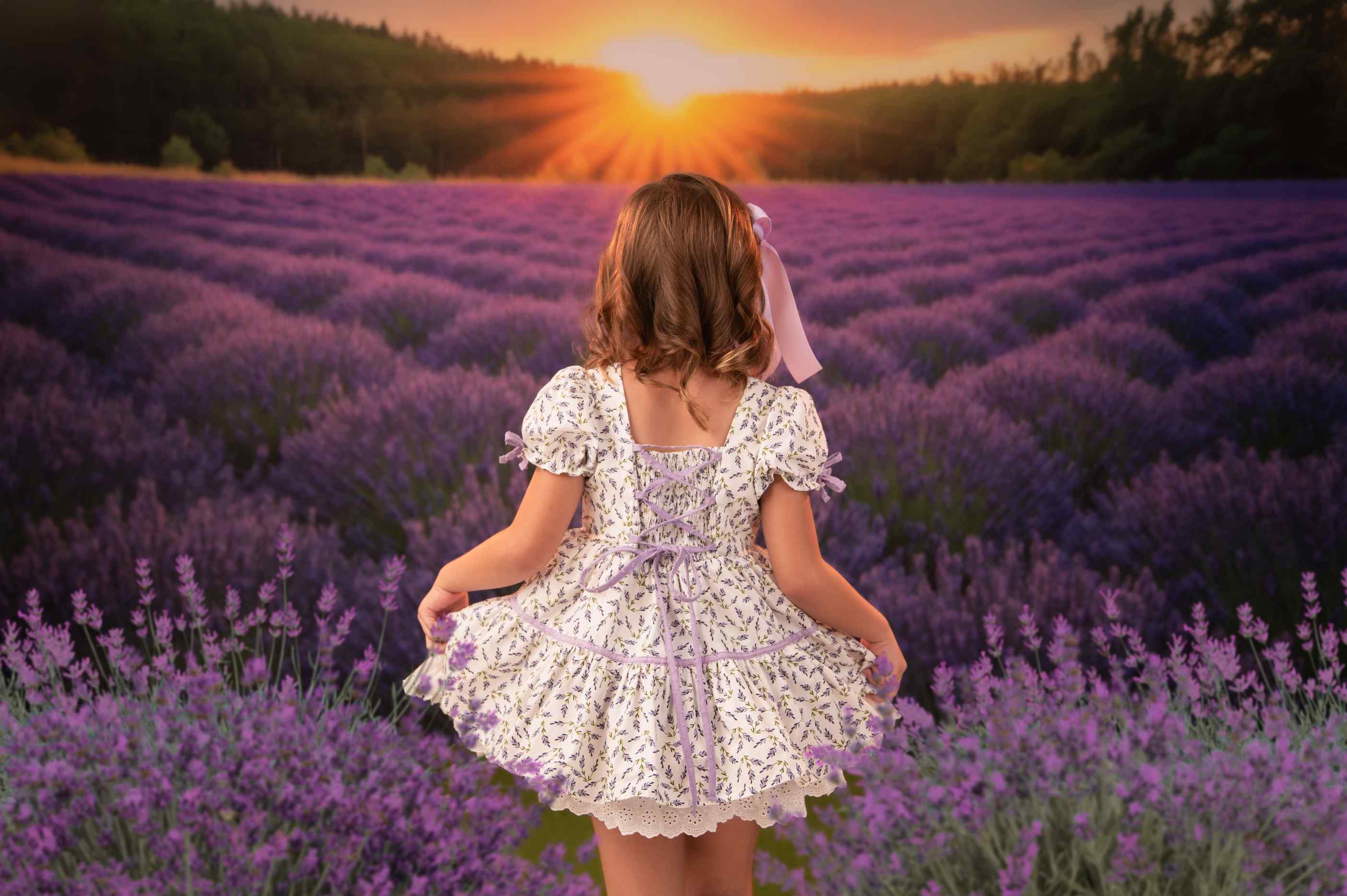 Kate Champ de Lavande Lever de soleil Toile de fond conçue par Mini MakeBelieve - Kate Backdrop FR