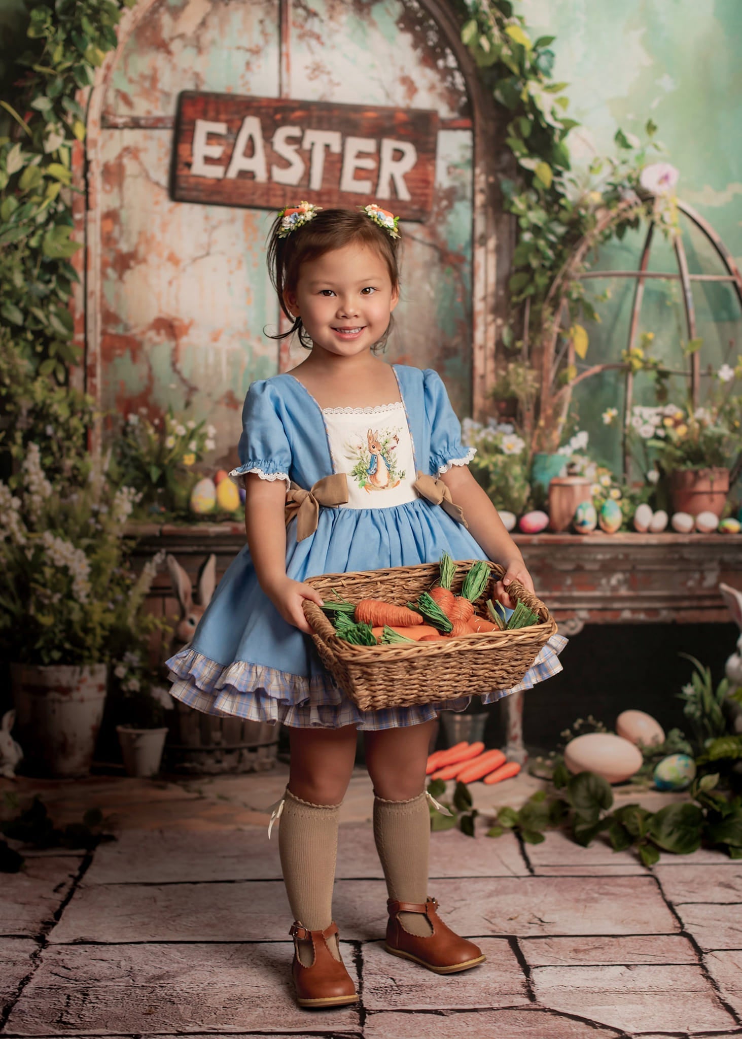 Kate Pâques Vert Plante Pierre Lapin Fenêtre Toile de fond en Laine conçue par Emetselch - Kate Backdrop FR