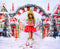 Kate Noël Bonbon Village Neige Toile de fond+Hiver Neige Pavés Chemin Sol Toile de fond - Kate Backdrop FR
