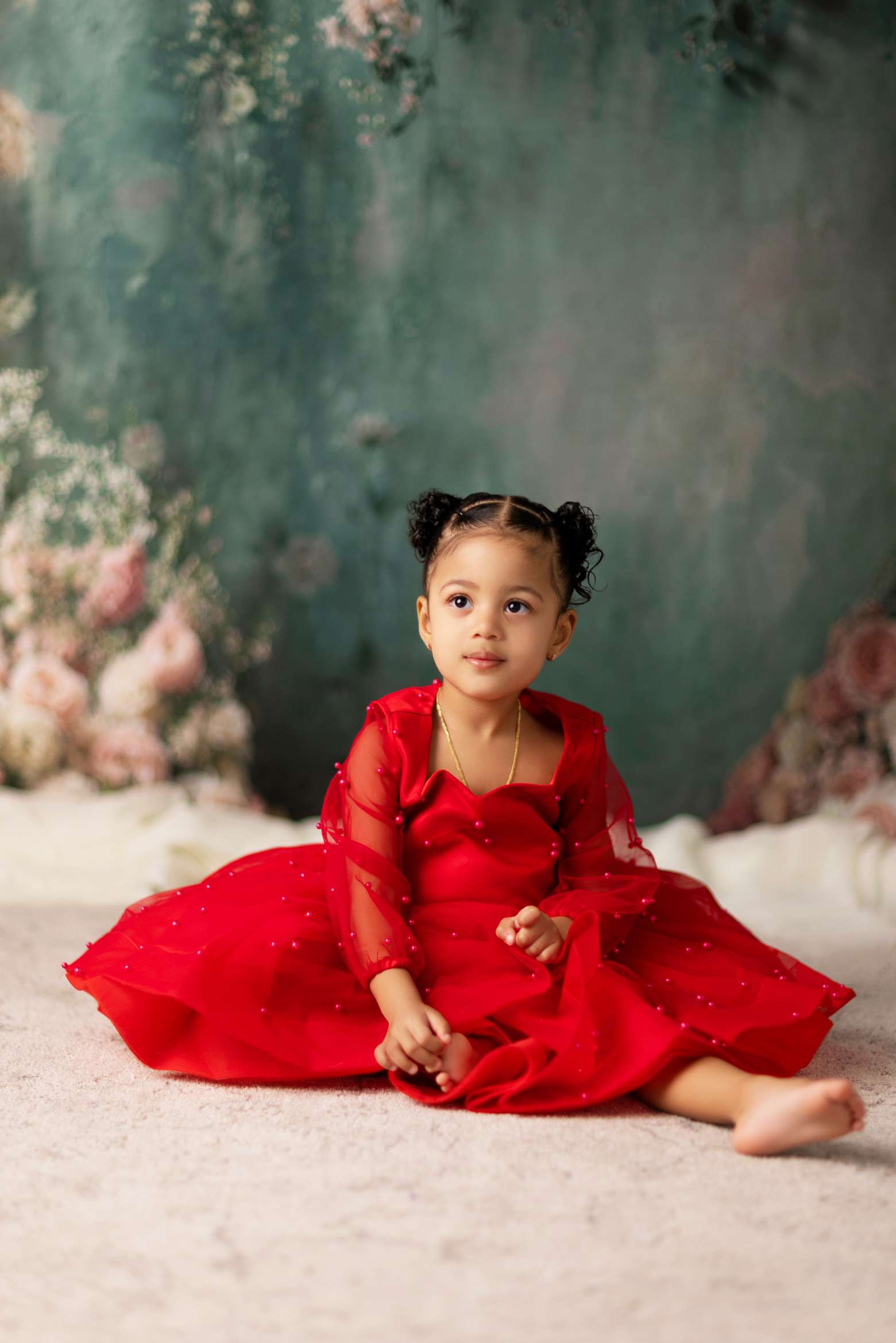 Kate Printemps/Été Rouge Maille Manches longues Robe Enfant Pour la Photographie - Kate Backdrop FR